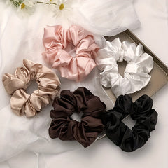 Satin Solid Scrunchies Hair Tie Sweet Style For Women Girls