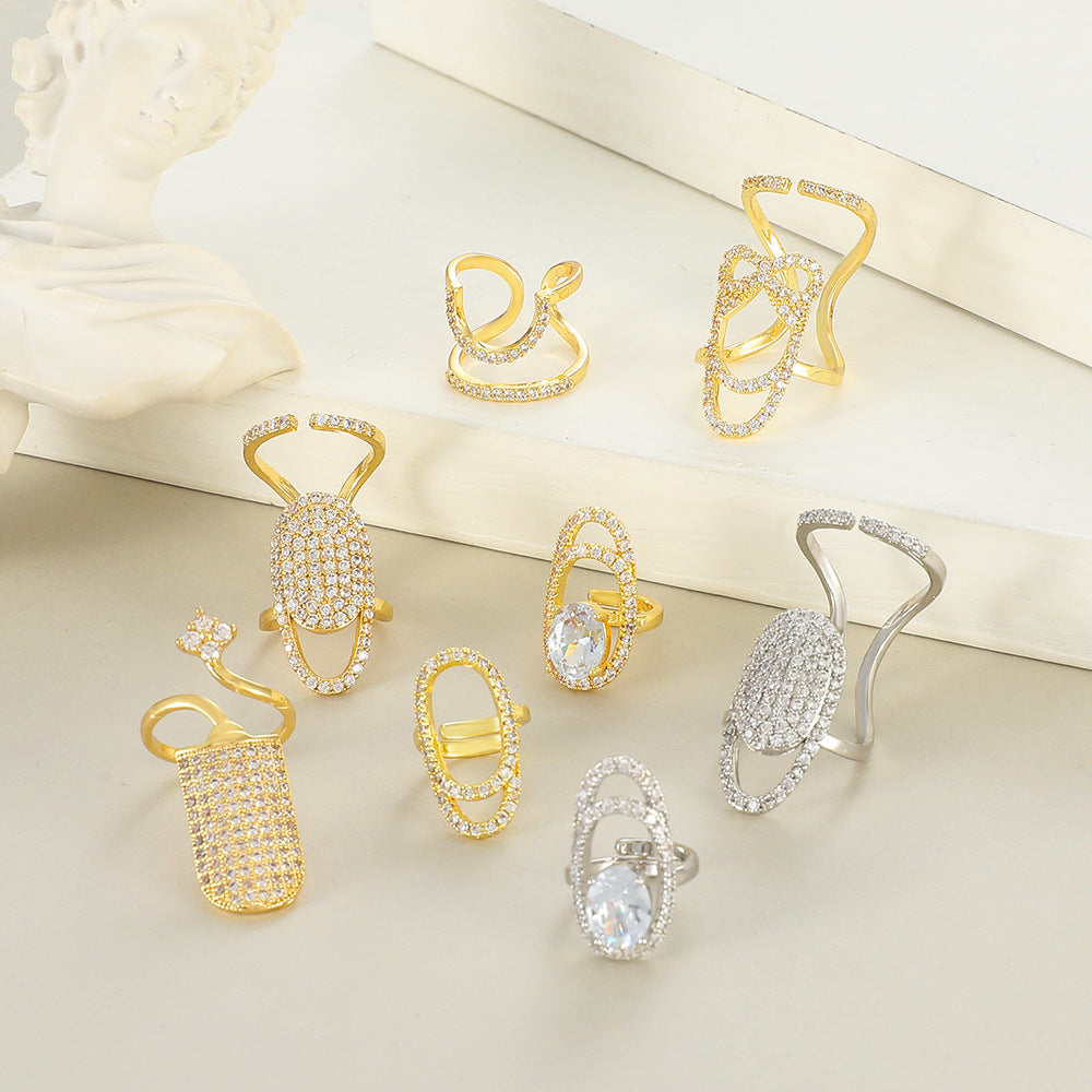 Geometric Diamond Open Nail Ring Temperament Manicure Set Ring