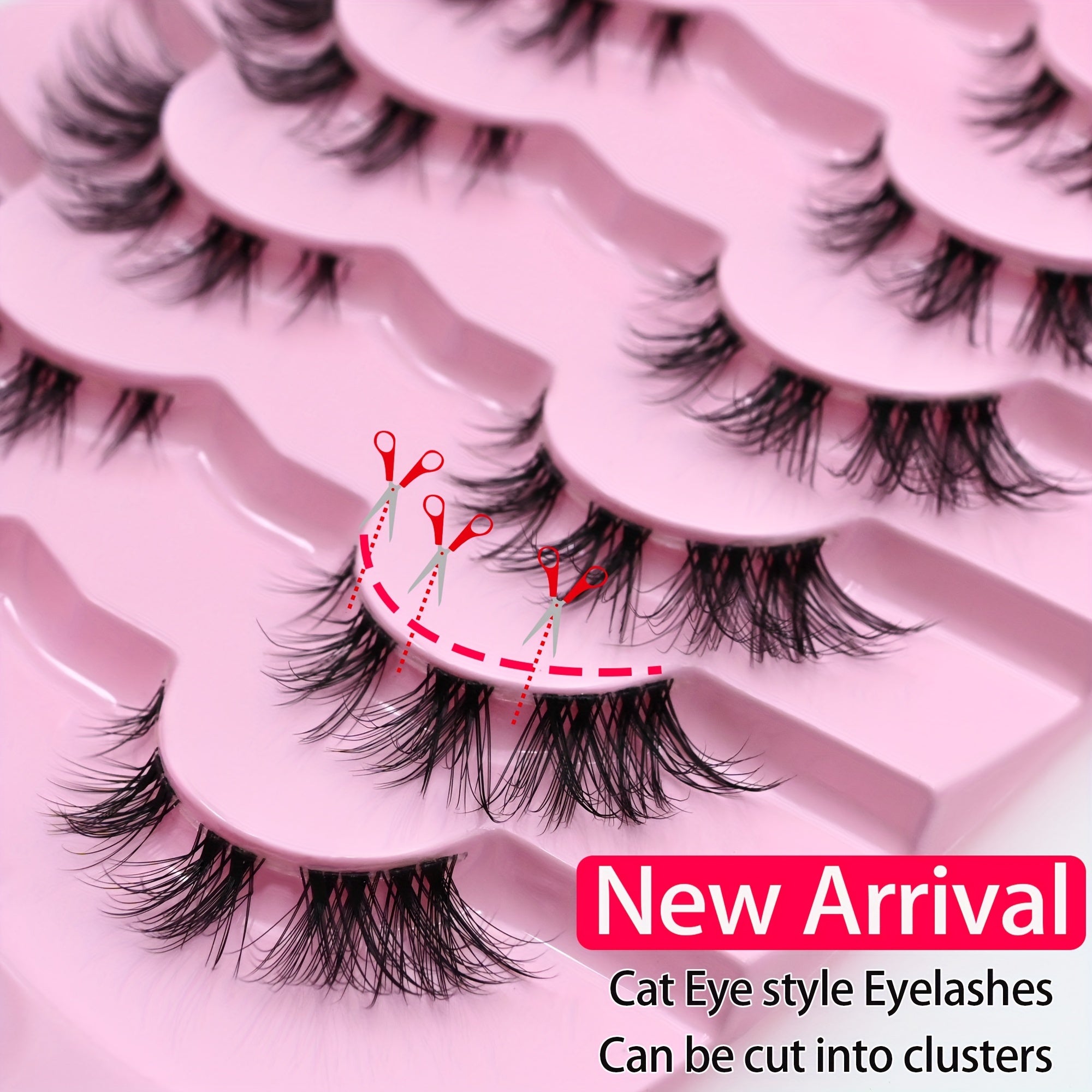 7 Pairs Cat Eye Lashes Faux Mink Wispy False Eyelashes Makeup