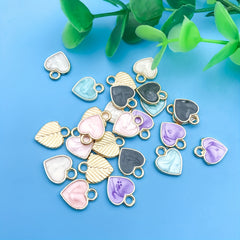 Enamel Heart Shaped Charms Pendants Set for DIY Jewelry Making
