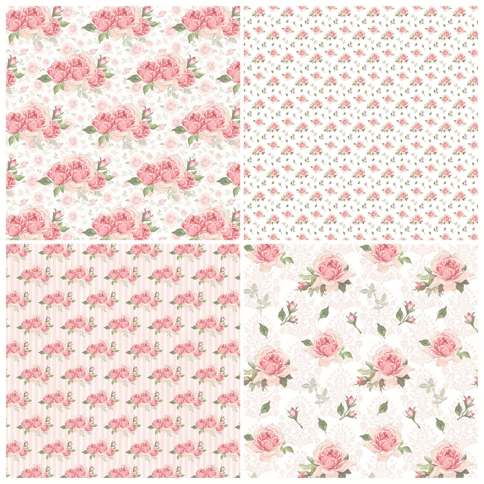 12pcs Flower Series Background DIY Scrapbook Paper Art Card Pattern Paper