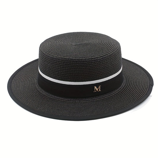 Vintage Sun Fedora Hats Straw Hat Retro Golden Braided Hat Sunshade Flat Cap