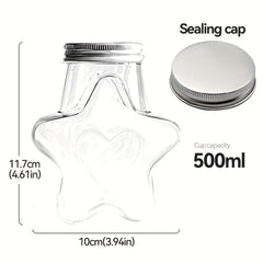 17oz Transparent Star Milk Tea Juice Bottle BPA-Free