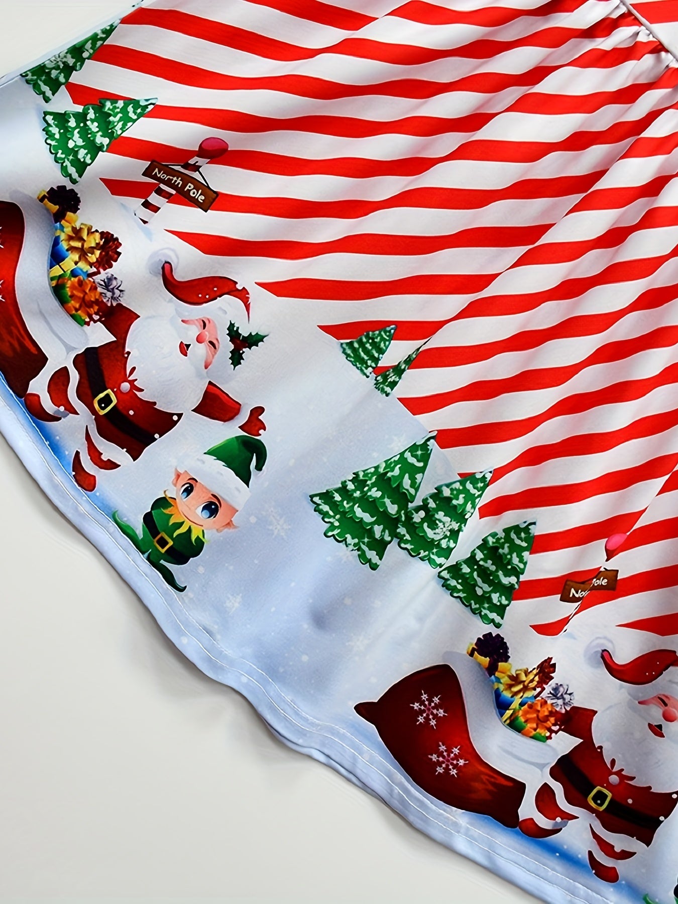 Santa Pattern A line Dress Girl's Christmas Outfit Kids Costume