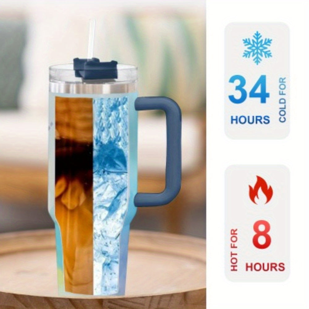 Custom Engraved 40oz Stainless Steel Tumbler with Lid and Handle