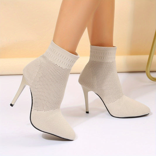 Women's Knit Stiletto Heels Point Toe Pumps Comfortable Dress Pumps