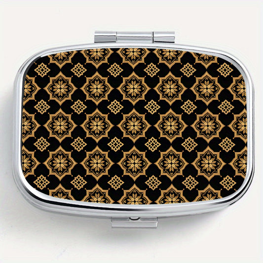 Retro Pattern Printed Medicine Box with Two Compartments