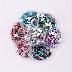 610pcs Teardrop Rhinestones Flat Back Nail Art Gems in Vibrant Colors