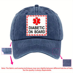 Diabetic Awareness Baseball Cap with Diabetic on Board Print