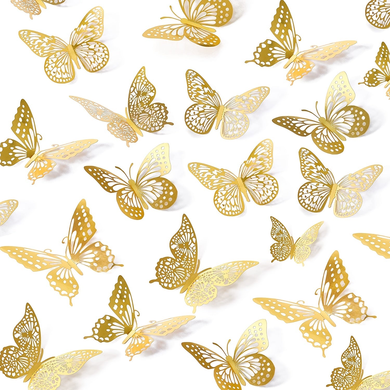12pcs 3D Golden Butterfly Wall Decor - Perfect for Birthday Party & Nursery