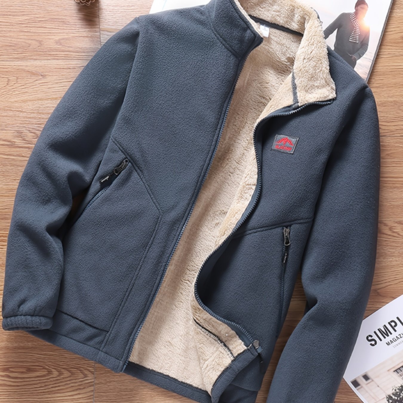 Men's Stand Collar Fleece Jacket for Winter