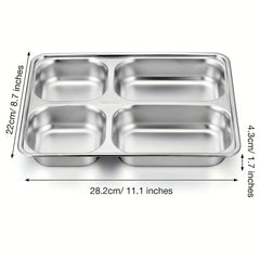 304 Stainless Steel Divided Dining Plate for Camping School Home Durable