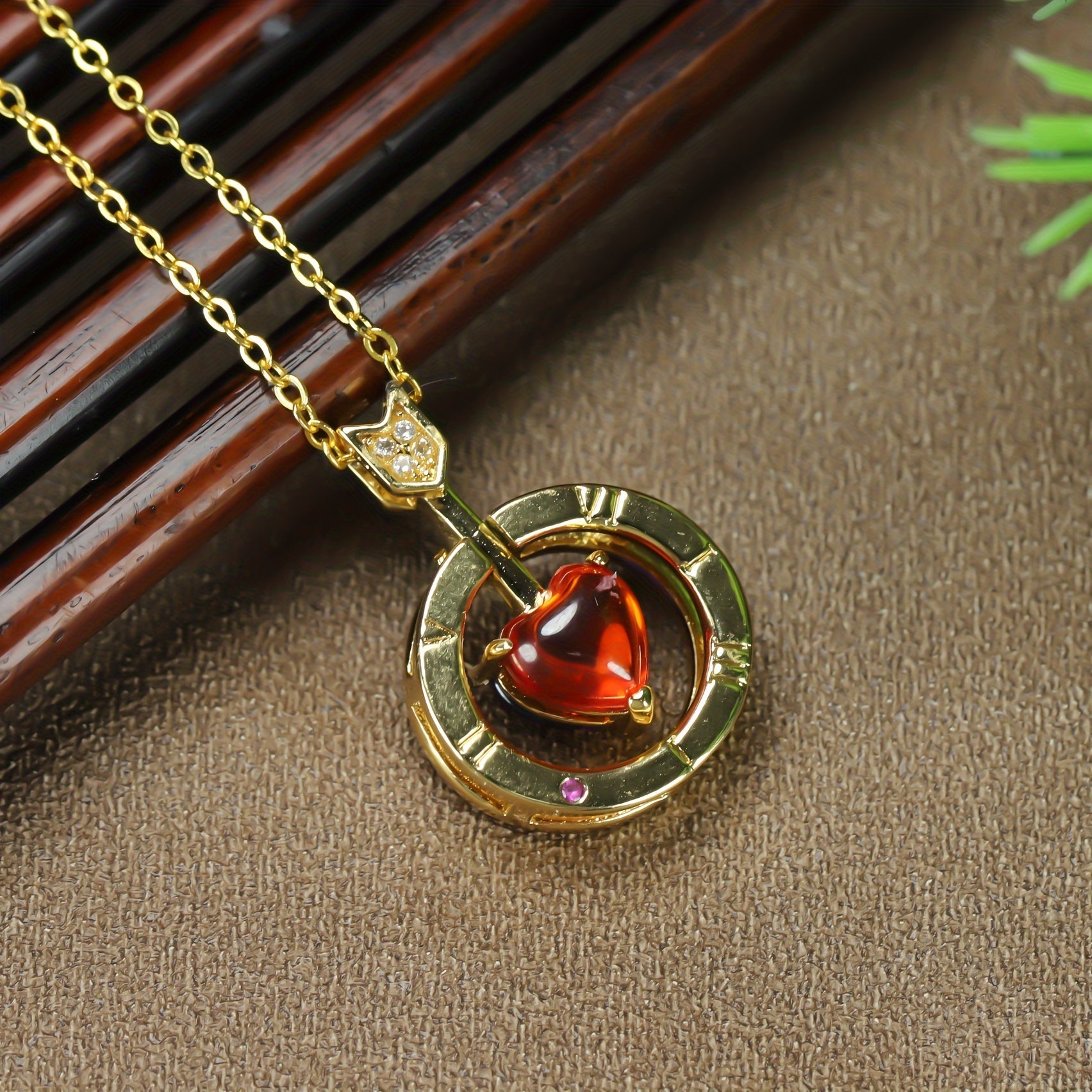 Cupid Heart Pendant Agate Love Gift Men Birthday Present
