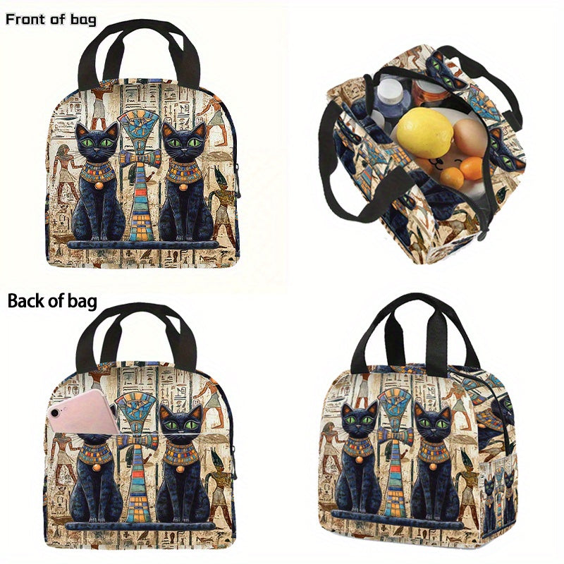 Egyptian Mural Mini Lunch Bag Insulated Cooler Tote for Work School Picnic