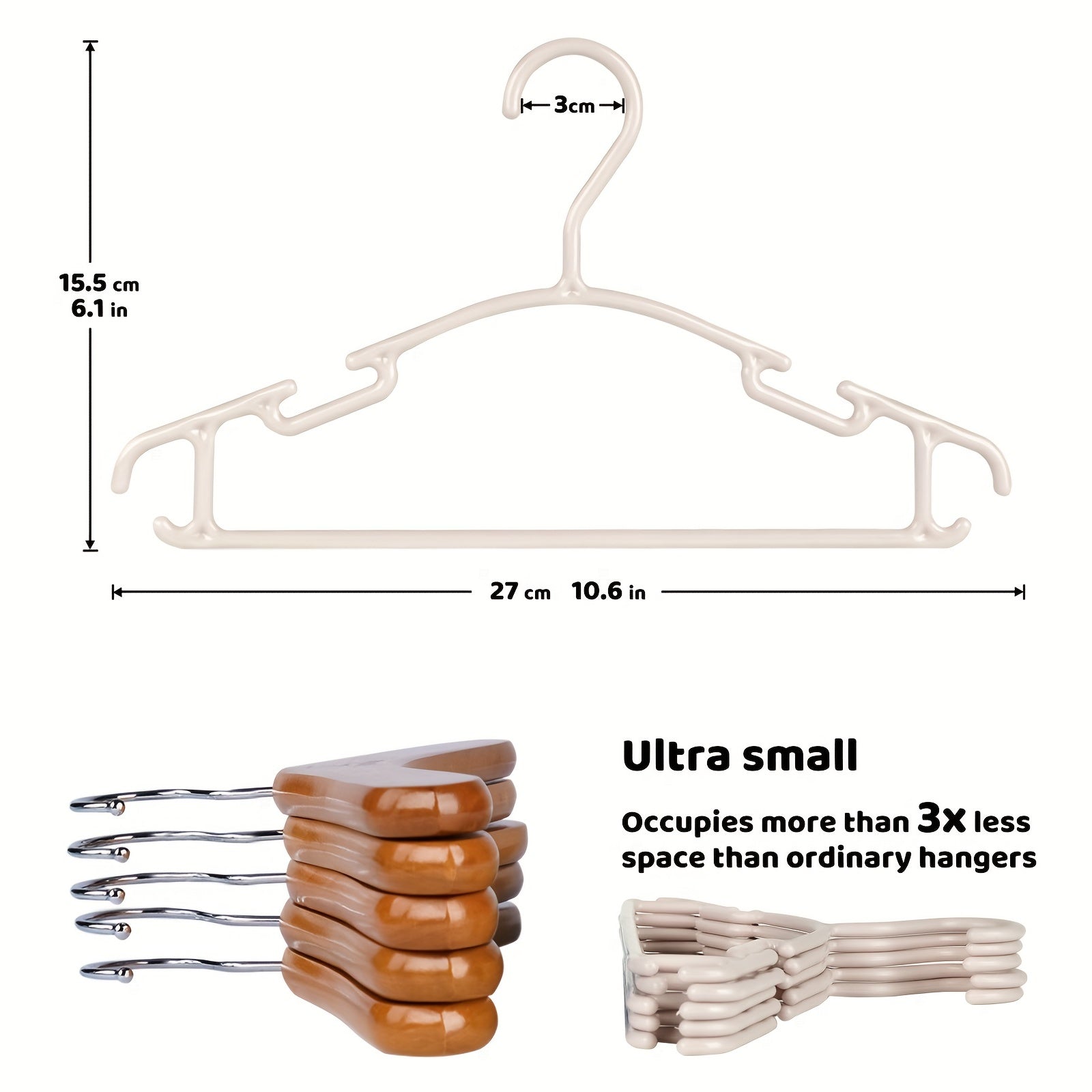 9pcs Khaki Hangers for Infants and Toddlers Newborn Clothes Hanging Racks