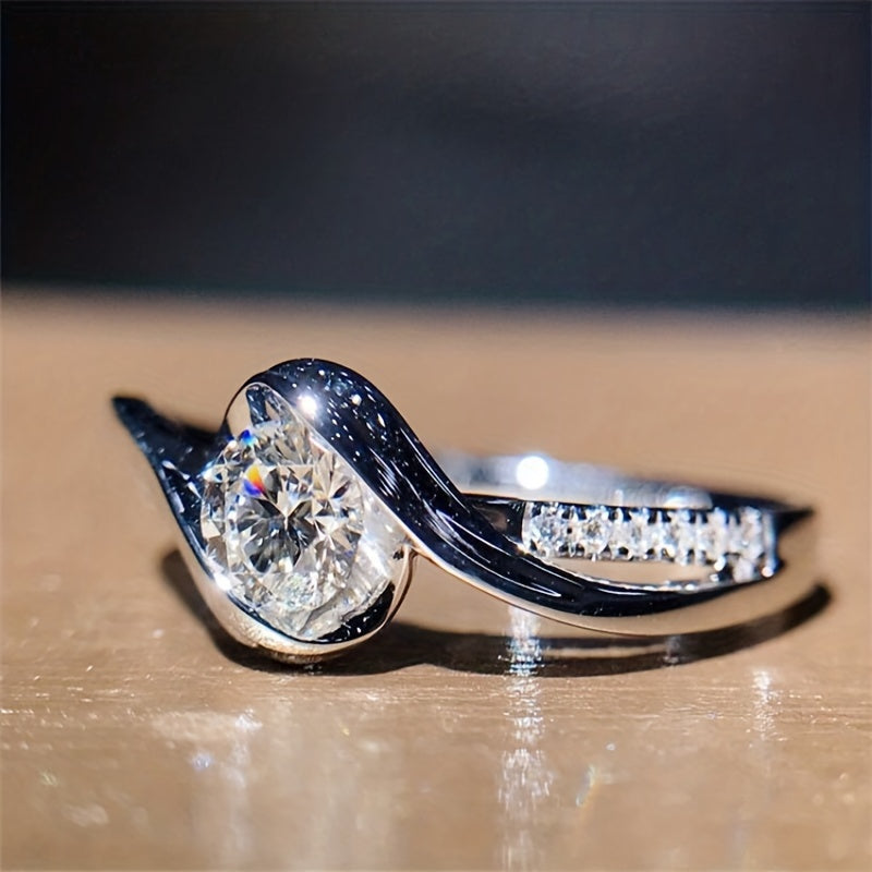 Men's Silvery Rhinestone Zircon Ring Wedding Band Engagement