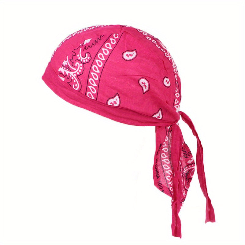 Paisley Print Turban Cap Ramadan Head Wrap Bandana Casual Lace Up Hijab Hat