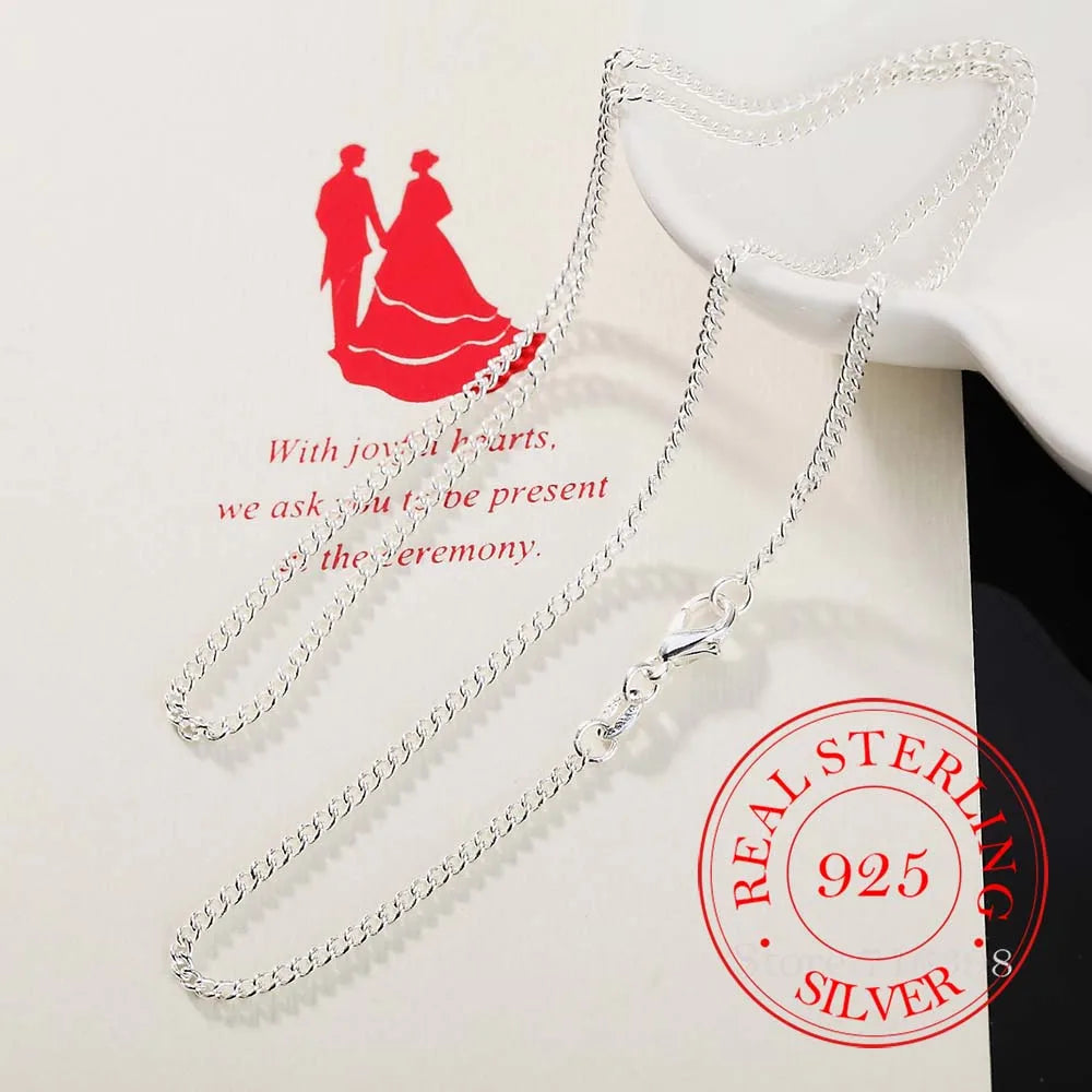 16-30 inch Thin 925 Sterling Silver 2mm Side Chain Necklace for Women Girls Kids