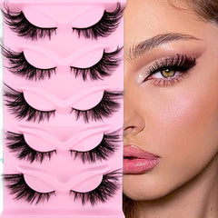 5 Pairs Fox Eye Lashes 24mm Wispy Faux Mink Lashes