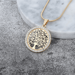 Hollow Rhinestone Necklace Pendant Set Tree Of Life Necklace