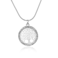 Hollow Rhinestone Necklace Pendant Set Tree Of Life Necklace