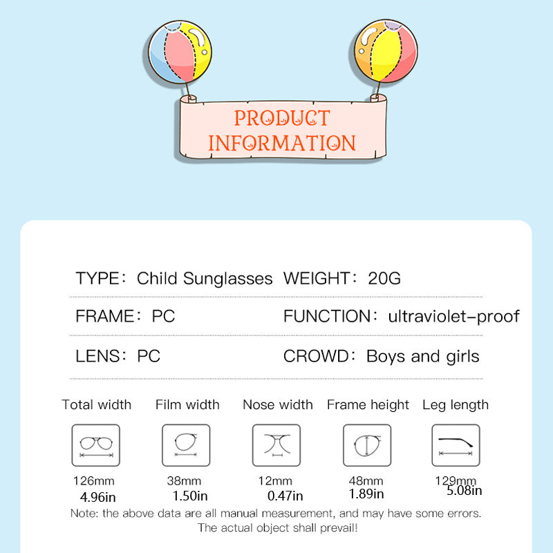 Kids Cartoon Round Sunglasses UV400 Outdoor Party Accessories