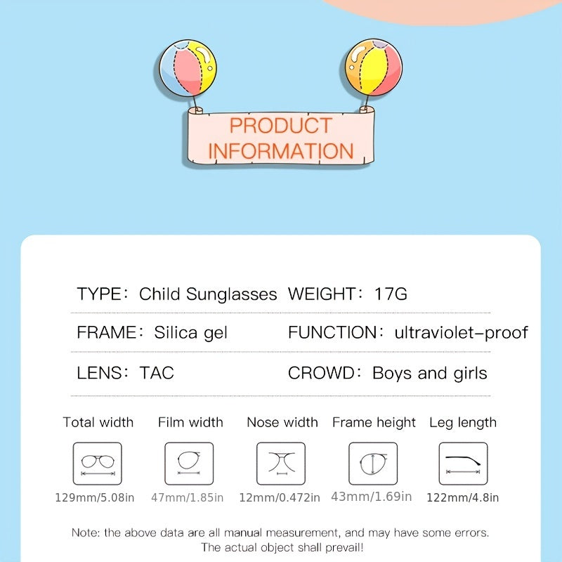 Kids Rubber Colorful Sunglasses for Sun Protection