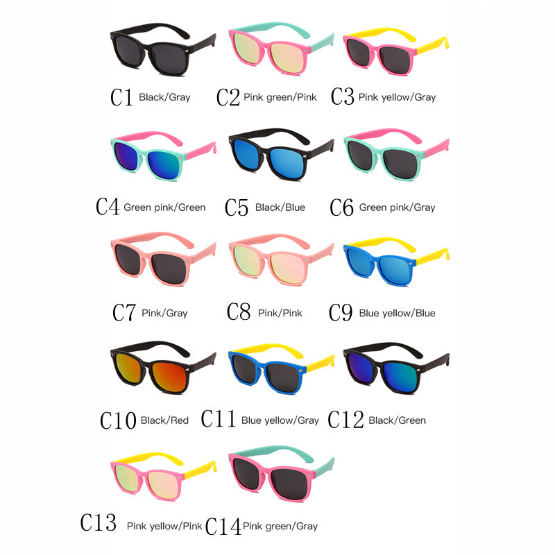 Kids Rubber Colorful Sunglasses for Sun Protection