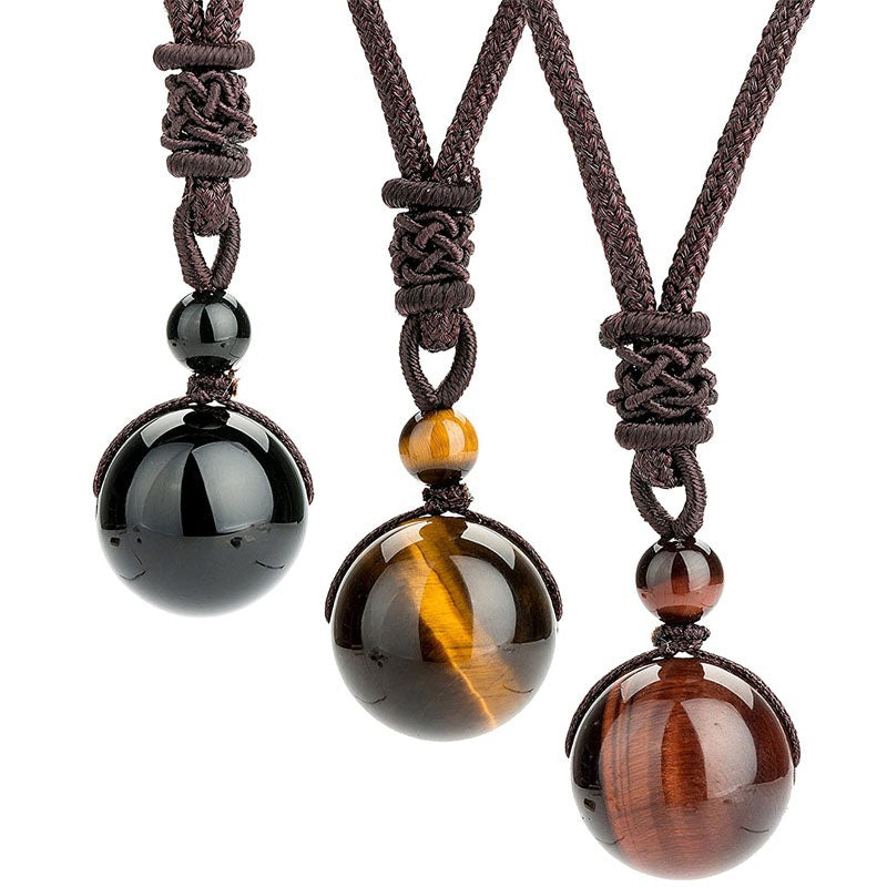 High Pure Natural Tiger's Eye Stone Beads Pendant Necklace