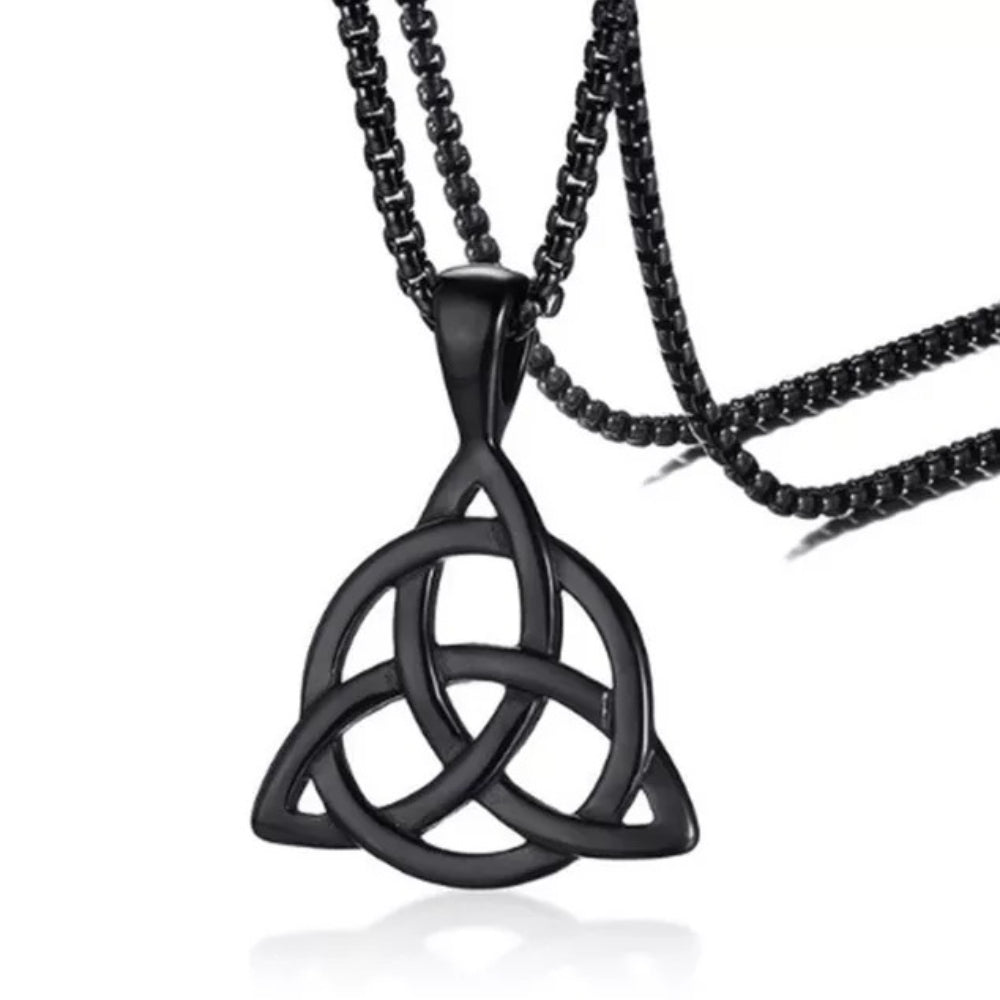 Metal Celtic Knot Pendant Chain Necklace Men Classic Punk Amulet Jewelry