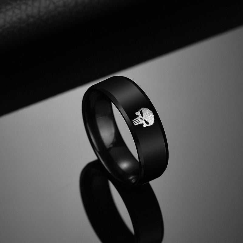 Titanium Stainless Steel Men's Skull Finger Ring Punk Jewelry