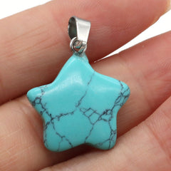 Quartz Stone Pendant Necklace with Five-point Star Shape