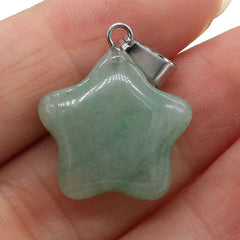 Quartz Stone Pendant Necklace with Five-point Star Shape