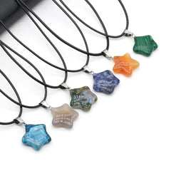 Quartz Stone Pendant Necklace with Five-point Star Shape
