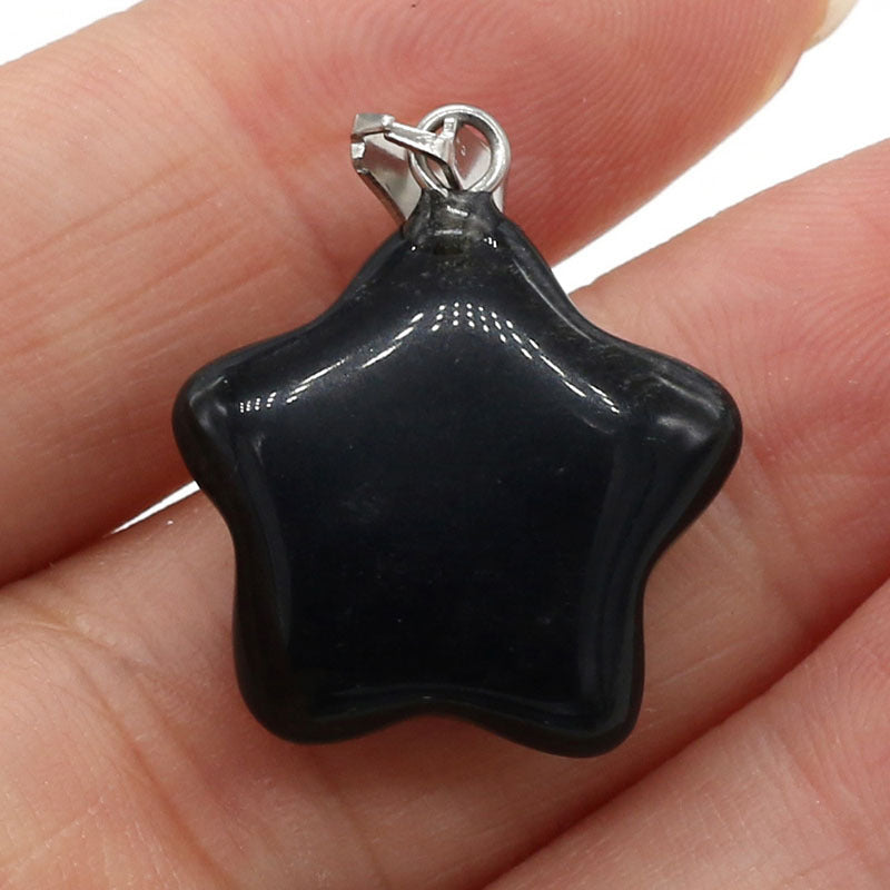 Quartz Stone Pendant Necklace with Five-point Star Shape