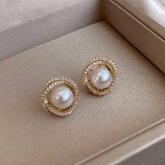 Vintage Faux Pearl Stud Earrings Ear Jewelry For Women
