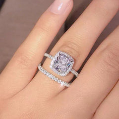 2 Pcs Women Wedding Ring Set Romantic Bride Engagement Rings Size 5 11