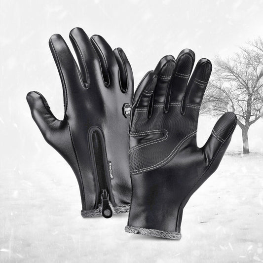 Warm Thermal Fleece Leather Gloves Windproof Waterproof Ski Snow Touch Gloves
