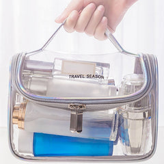 Clear Toiletry Bag Transparent Makeup Cosmetic Bag With Zipper & Handle