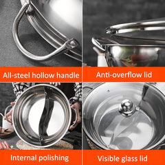 1pc Sichuan Hot Pot Stainless Steel Divided Cooking Pot for Gas Stovetop