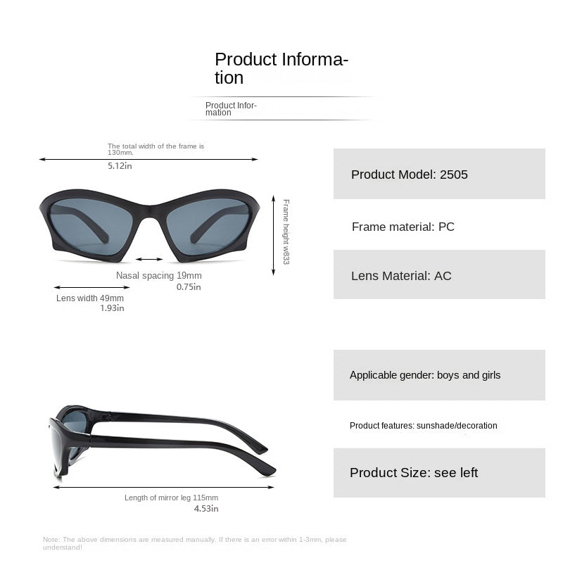 Y2K Futuristic Kids Sunglasses UV400 Fashionable Sunshade