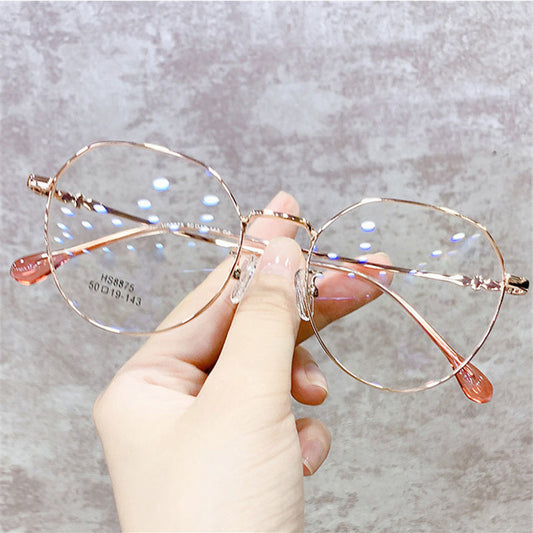 Round Anti Light Glasses Casual Metal Spectacles Frame