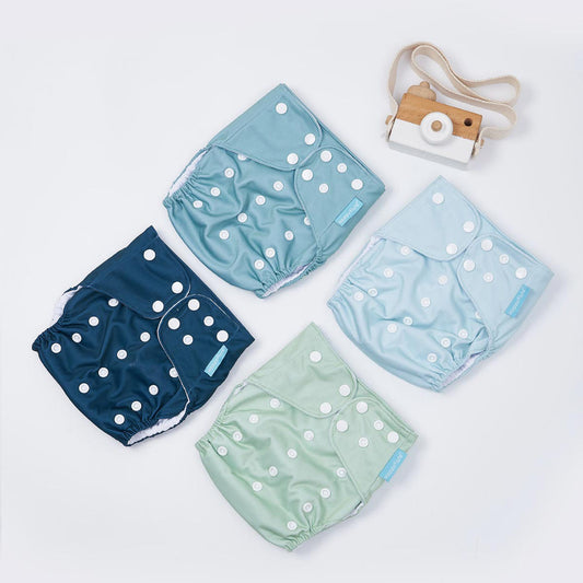 Happyflute 4pcs Cloth Diaper Covers Adjustable Nappy for 3-15kg Baby