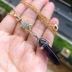 Healing Crystal Stone Turtle Pendant Necklace - Birthday Gift