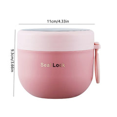 Portable Thermal Lunch Box 600ml Insulated Food Container with Spork
