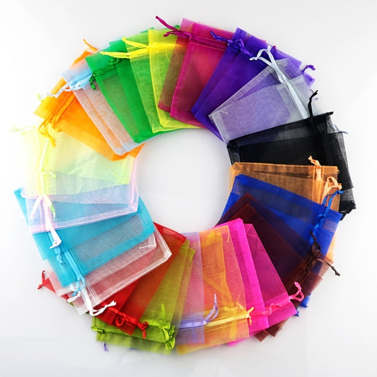 100pcs Organza Jewelry Packaging Bag with Drawstring