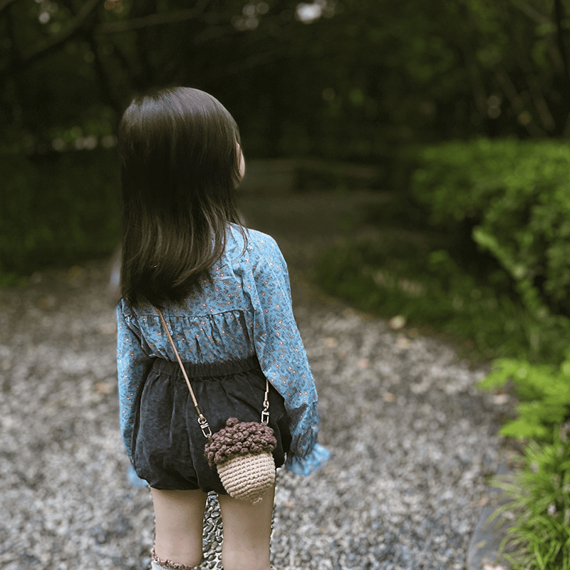 Girls Knit Mushroom Crossbody Bag - Pine Nuts Decoration