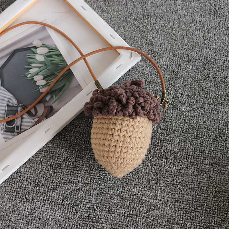 Girls Knit Mushroom Crossbody Bag - Pine Nuts Decoration