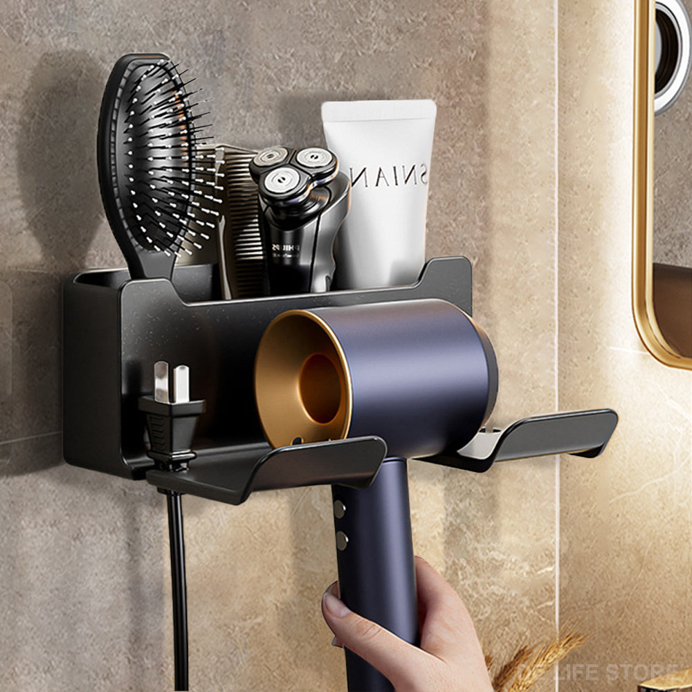 Wall Mounted Hair Dryer Organizer Punch Hair Dryer Storage Rack