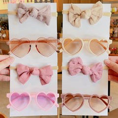 Kids Little Heart Sunglasses & Baby Bow Headband Set